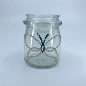 Airtight glass storage jar. Pastel white and aurora borealis black Diamond Dotz.
